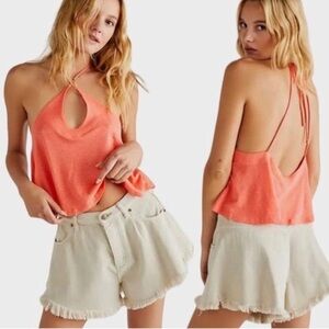 Free People Bright Coral Crop Top